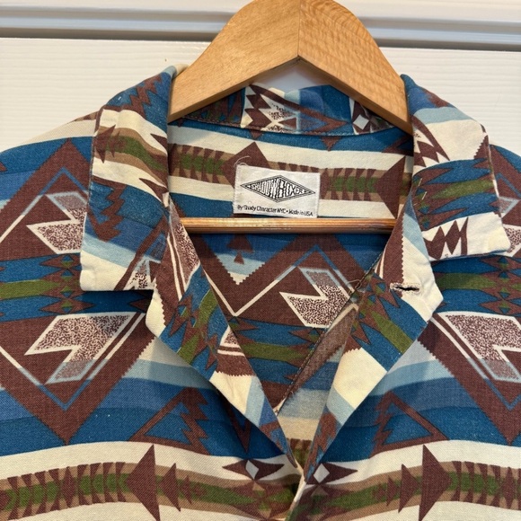 Vtg 90s Shadow Boxer Men L Button Up Flannel Western Shirt Made In USA FLAW - Picture 3 of 8